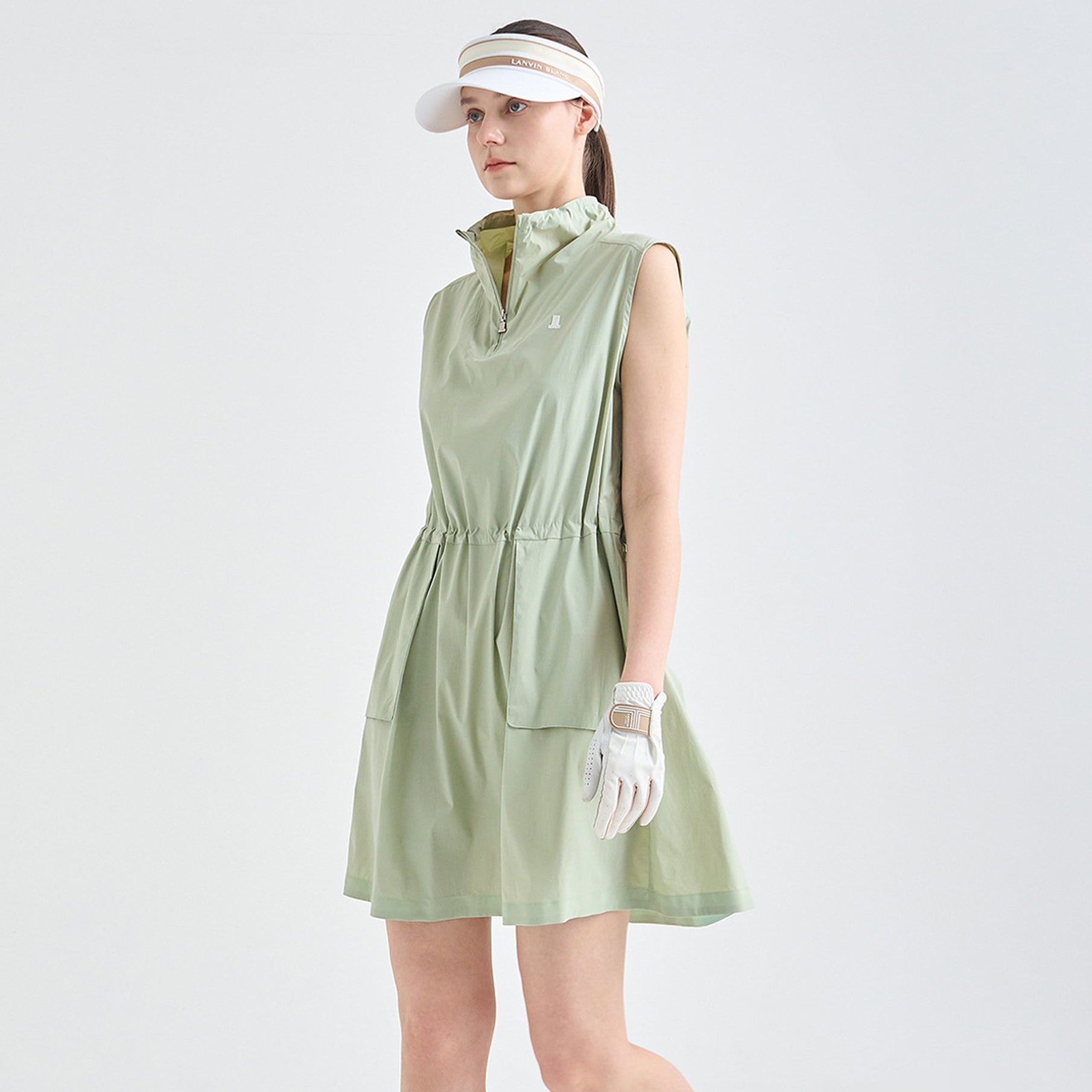 Lanvin Blanc Green Mock Neck Drawstring Dress - Erthe Golf