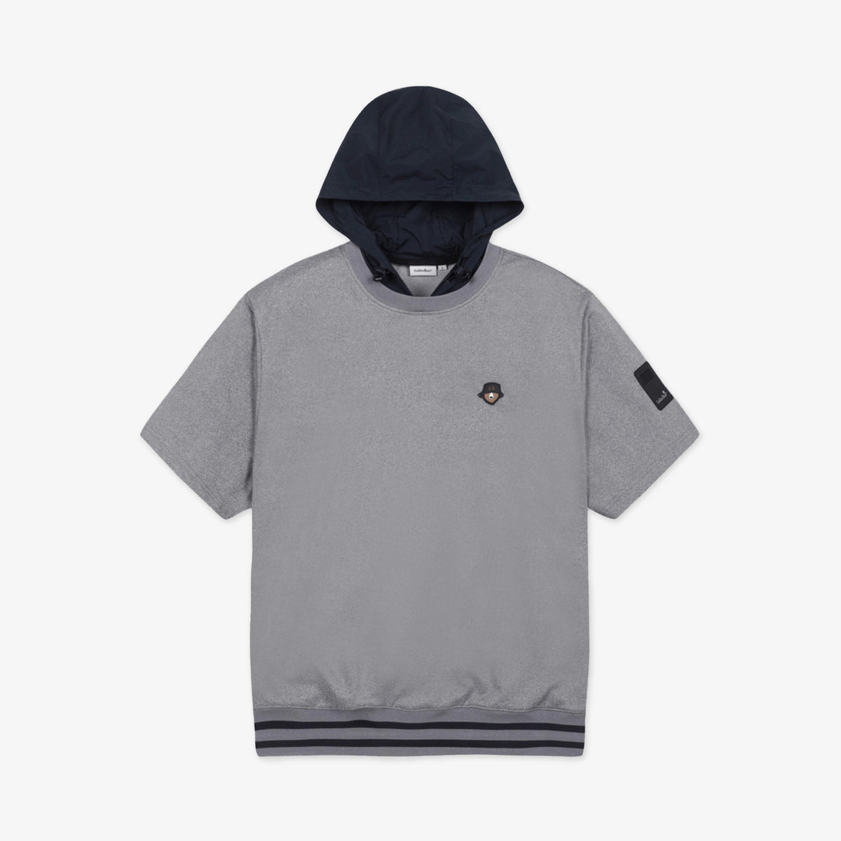 Golden Bear Woven Hoodie 1/2 Sleeve T-shirt Grey