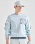 Lanvin Men's Flap Pocket Round Neck Knit Top-Light Blue