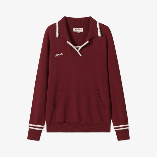 Keypote Long Sleeve Knited Top - Burgundy