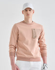 Lanvin Men's Textured Block Round Neck Sweatshirt-Light Pink