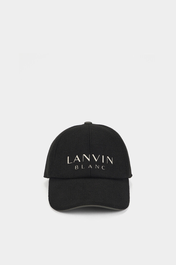 Lanvin Blanc Wool Blend Logo Cap