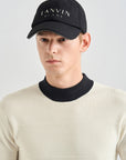 Lanvin Blanc Wool Blend Logo Cap