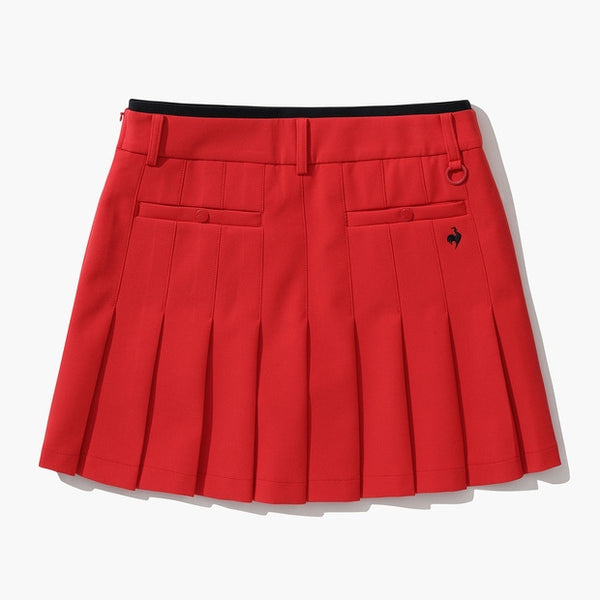 Le Coq Golf Front and Back Inverted Pleated Skirt Red