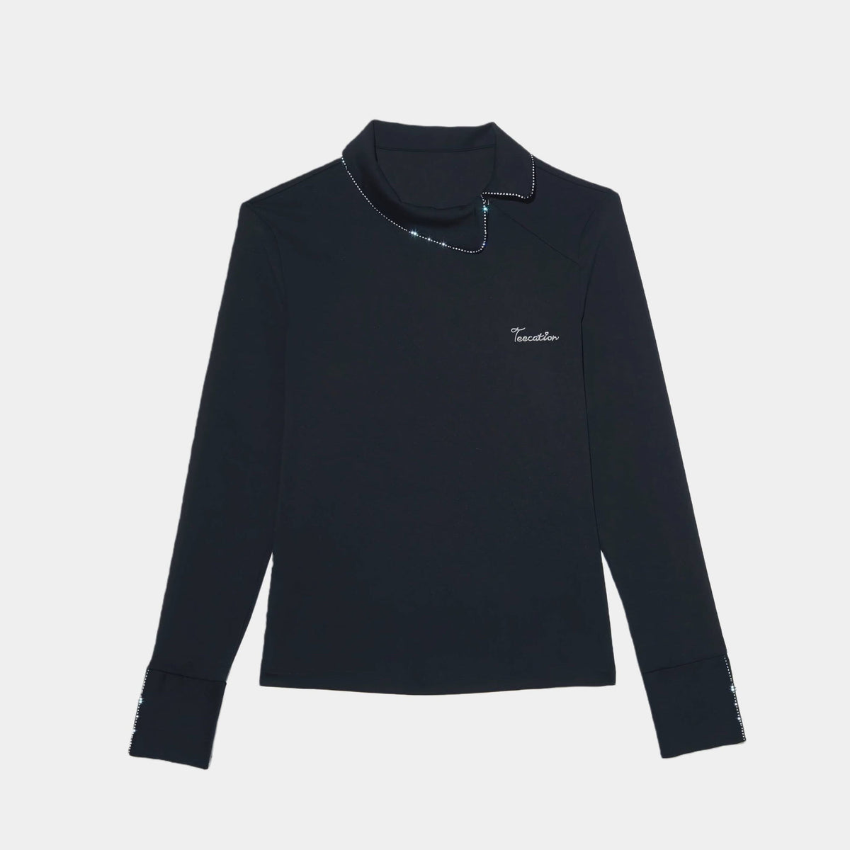 Women's Rhinestone Collar Top - Black - Erthe Golf