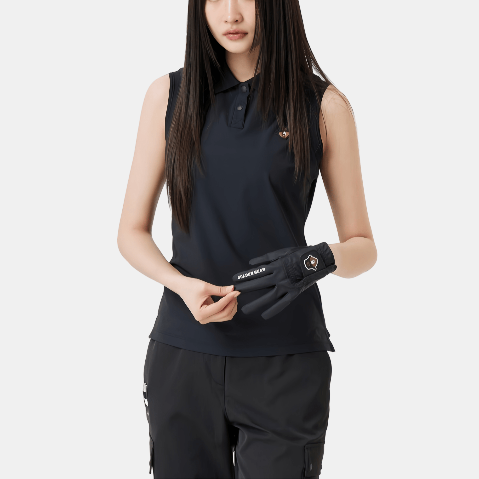 Golden Bear Women&#39;s Sleeveless Polo - Black - Erthe Golf