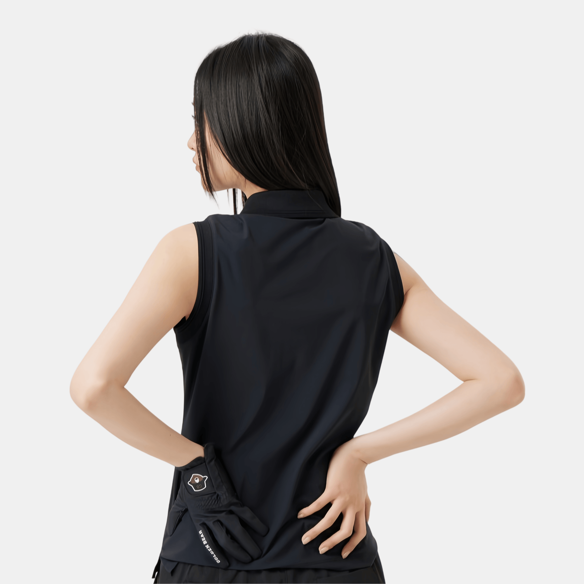 Golden Bear Women&#39;s Sleeveless Polo - Black - Erthe Golf