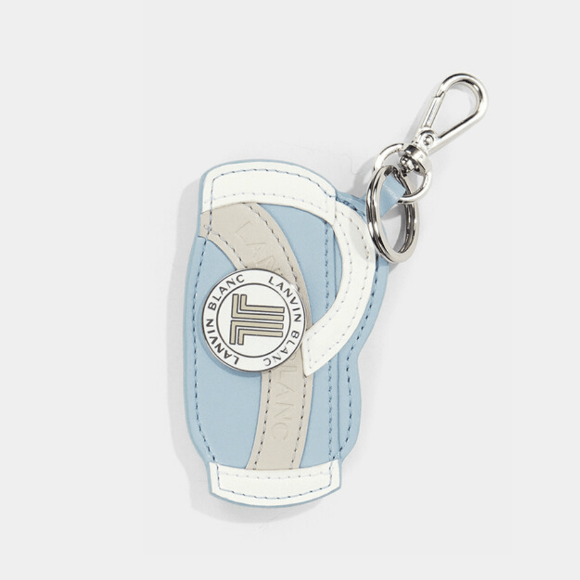 Lanvin Blanc Leather Ball Marker Keyring - Light Blue | Erthe Golf