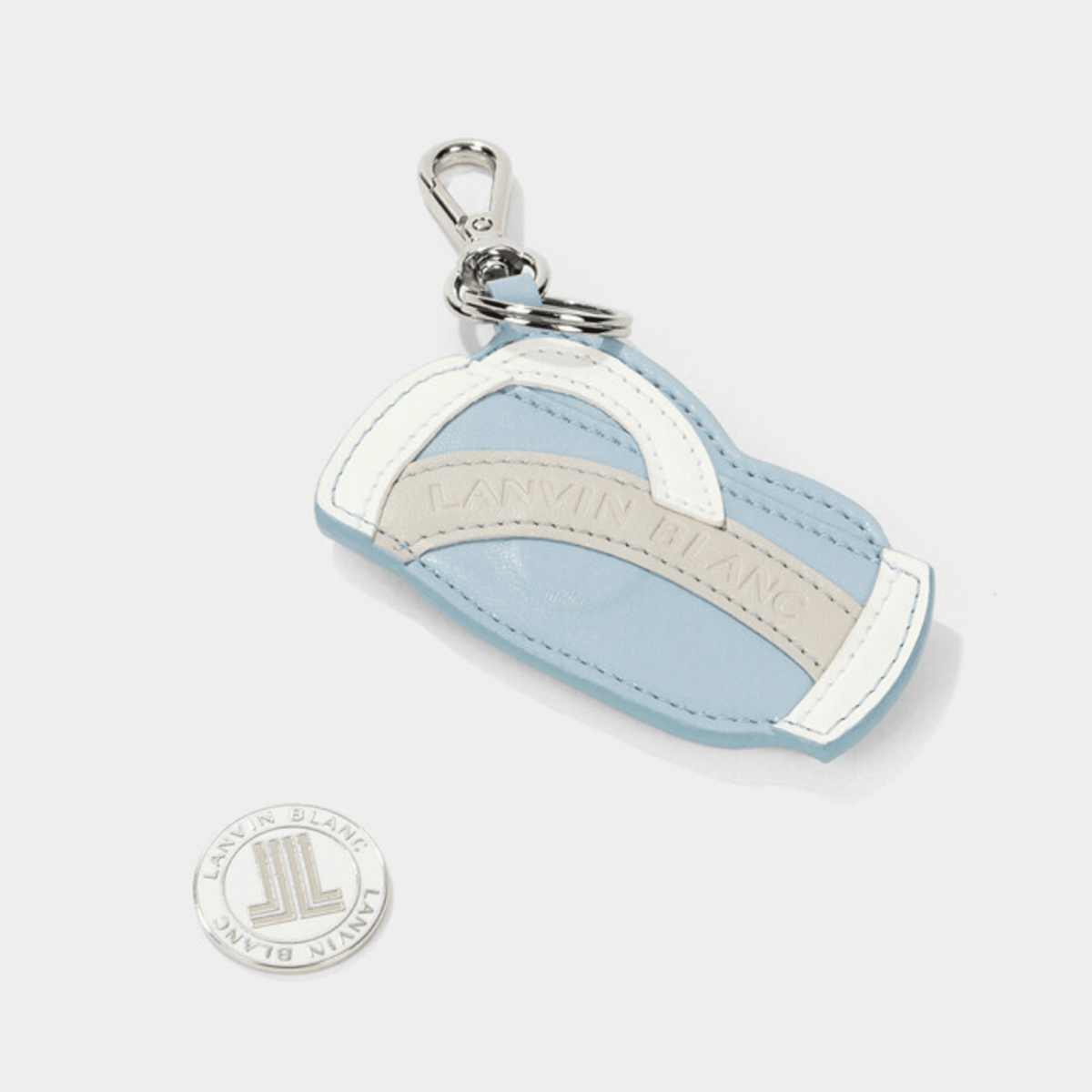 Leather Ball Marker Keyring - Light Blue - Erthe Golf