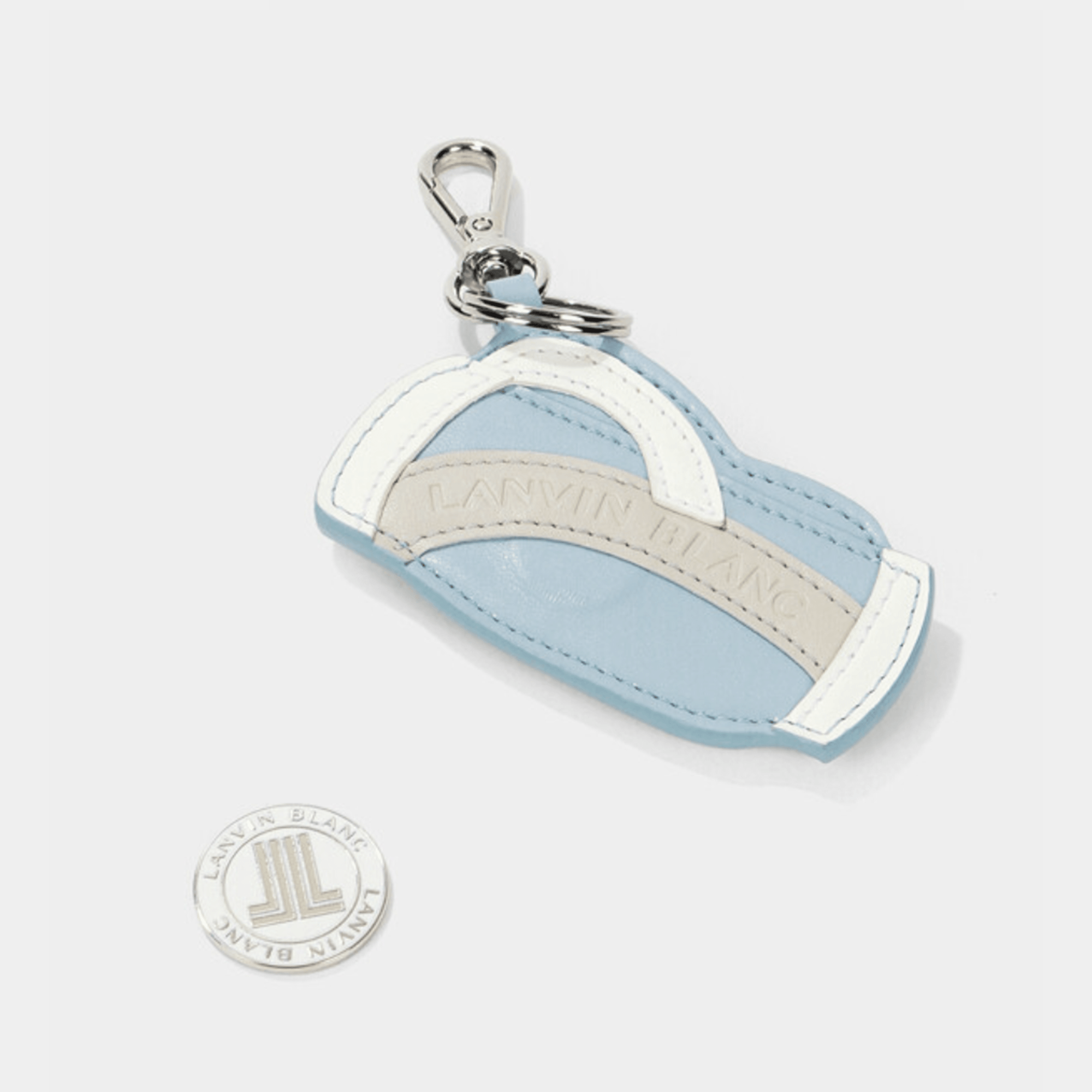 Leather Ball Marker Keyring - Light Blue - Erthe Golf