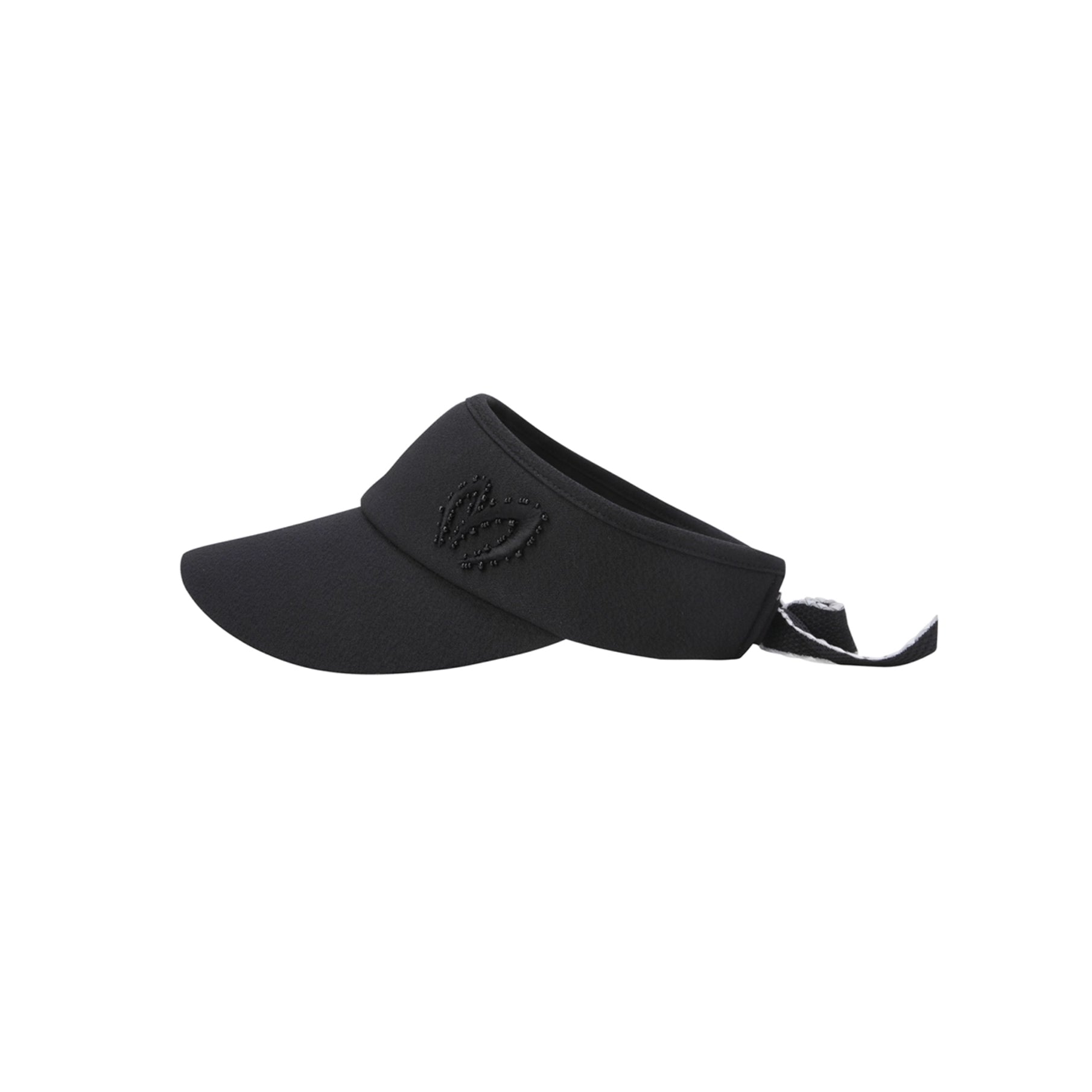 Black visor with a brand logo on a white background