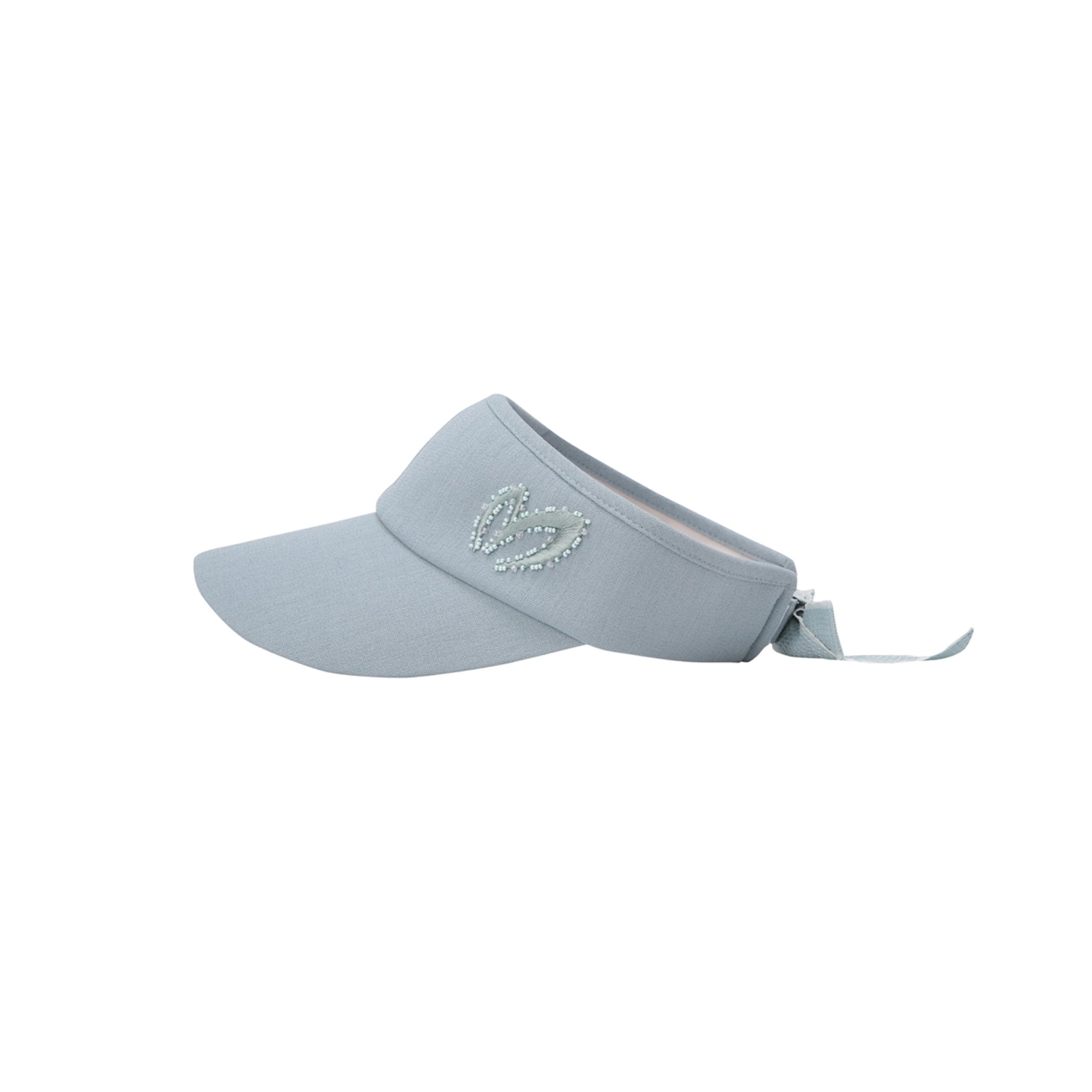 Light blue visor cap with a logo on a white background