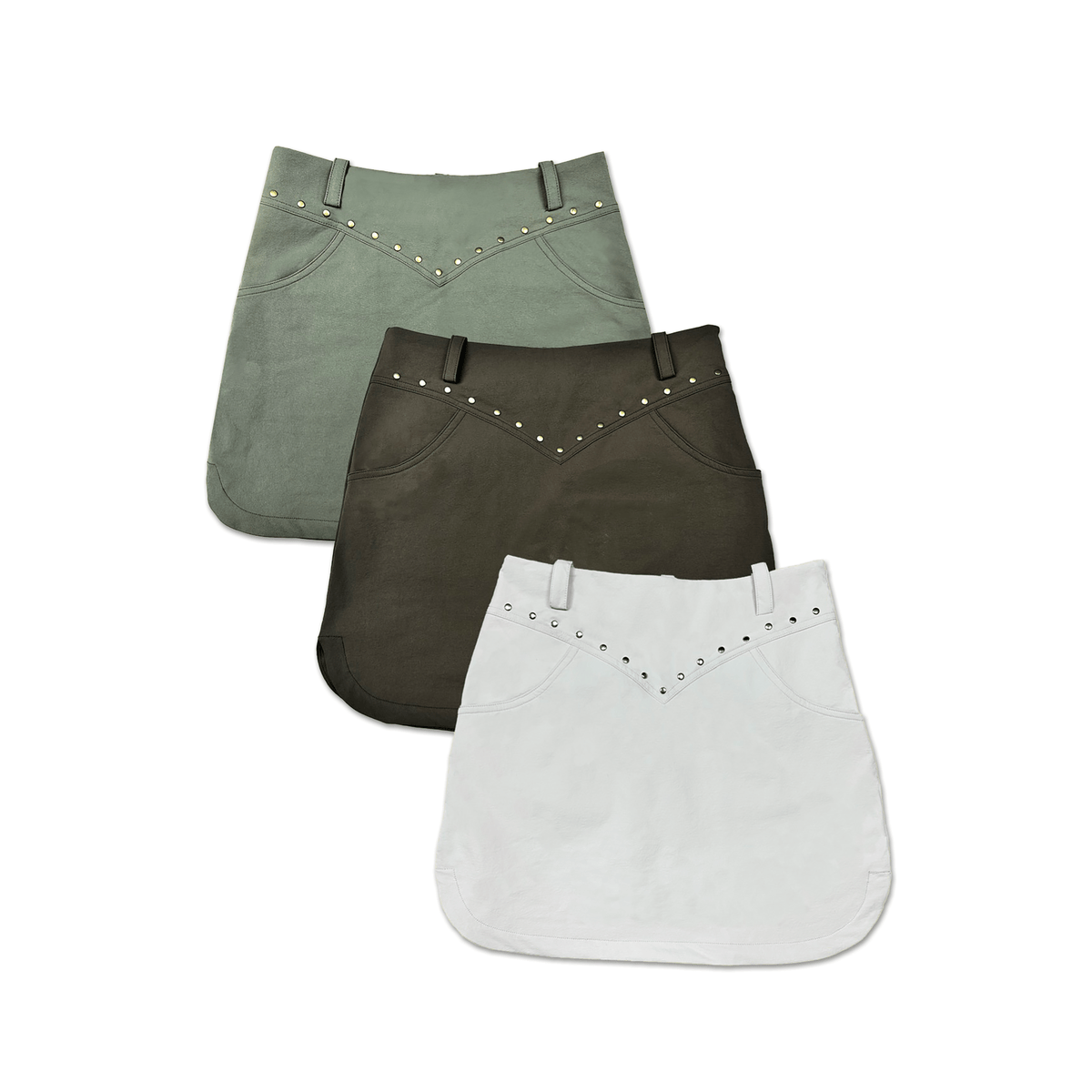 Loveland Studded Golf Skort - Off - White - Erthe Golf