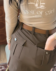 Loveland Studded Golf Skort- Brown