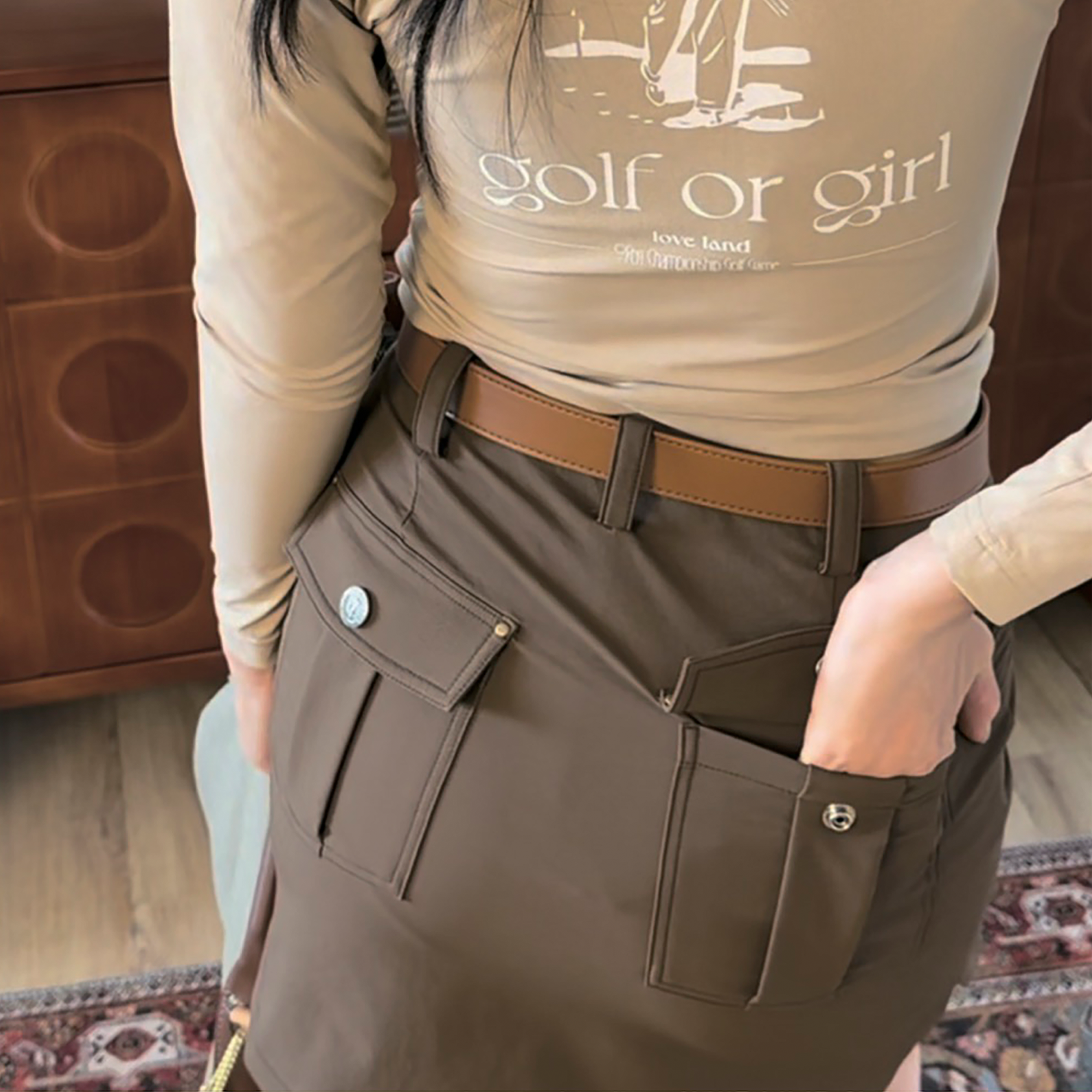 Loveland Studded Golf Skort- Green