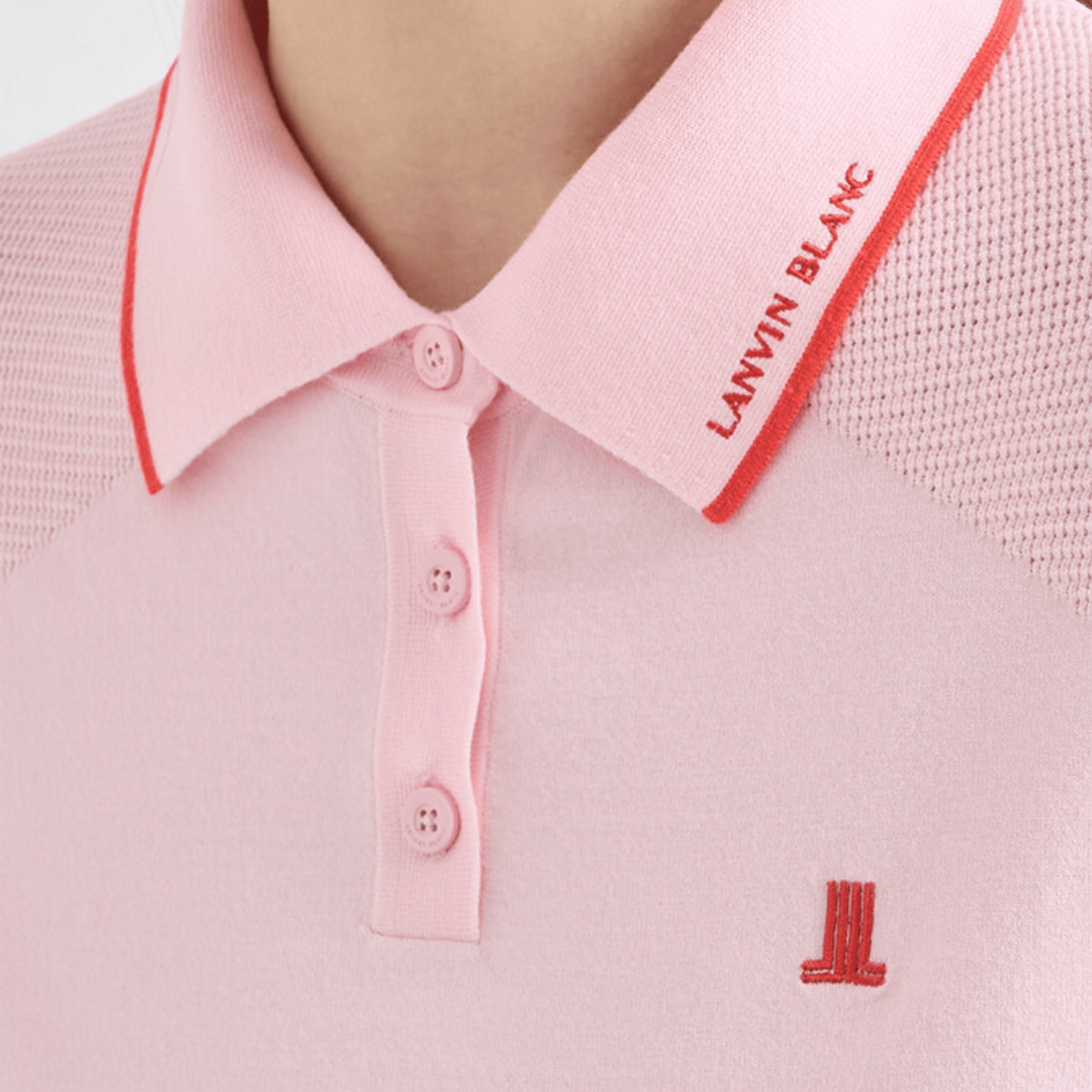 Women's Contrast Panel Knit Polo - Light Pink - Erthe Golf