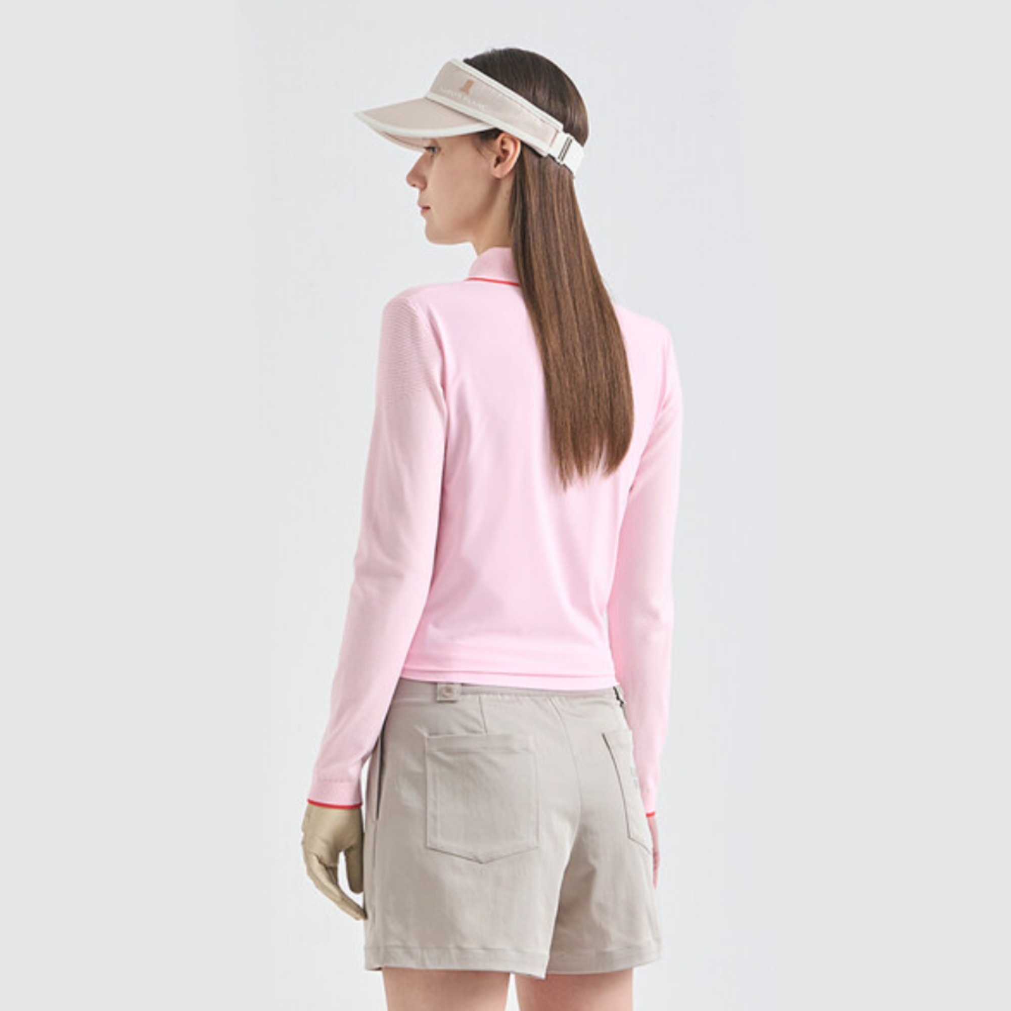 Women's Contrast Panel Knit Polo - Light Pink - Erthe Golf