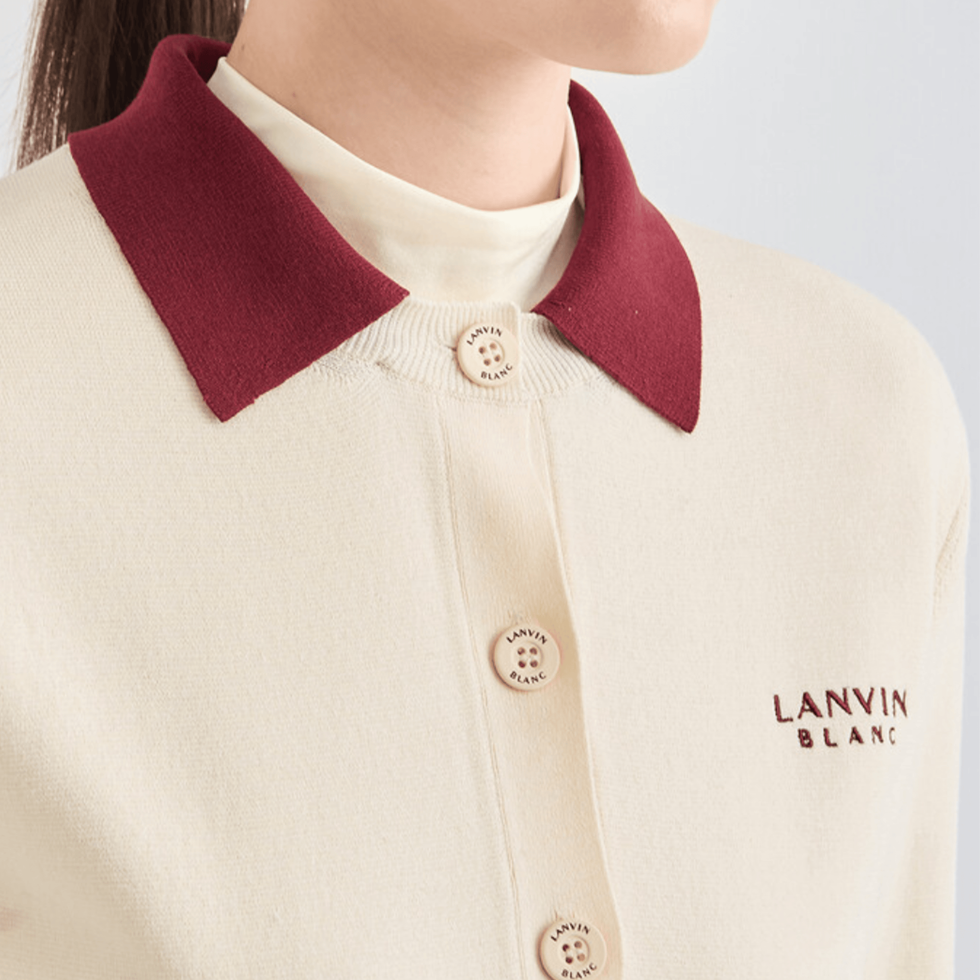 Women's Detachable Collar Knit Cardigan - Ivory - Erthe Golf