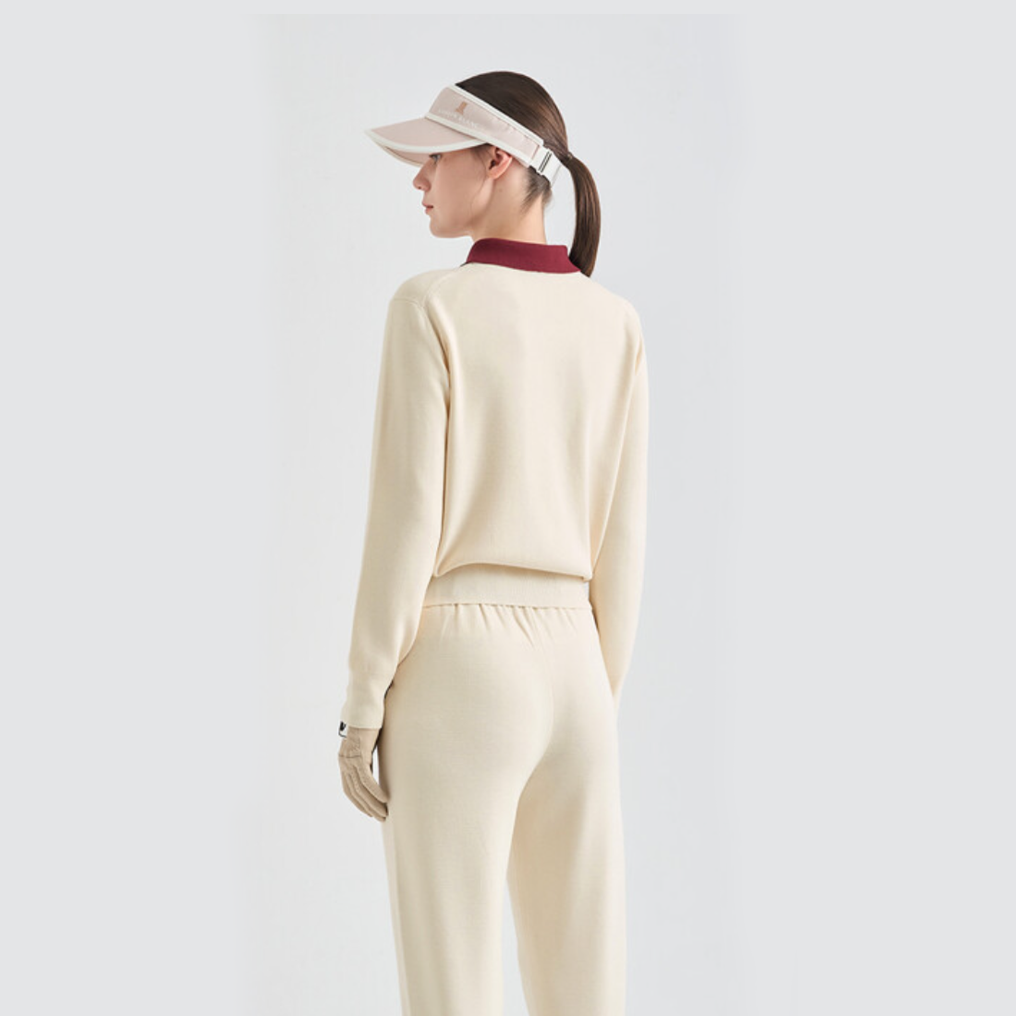 Women's Detachable Collar Knit Cardigan - Ivory - Erthe Golf