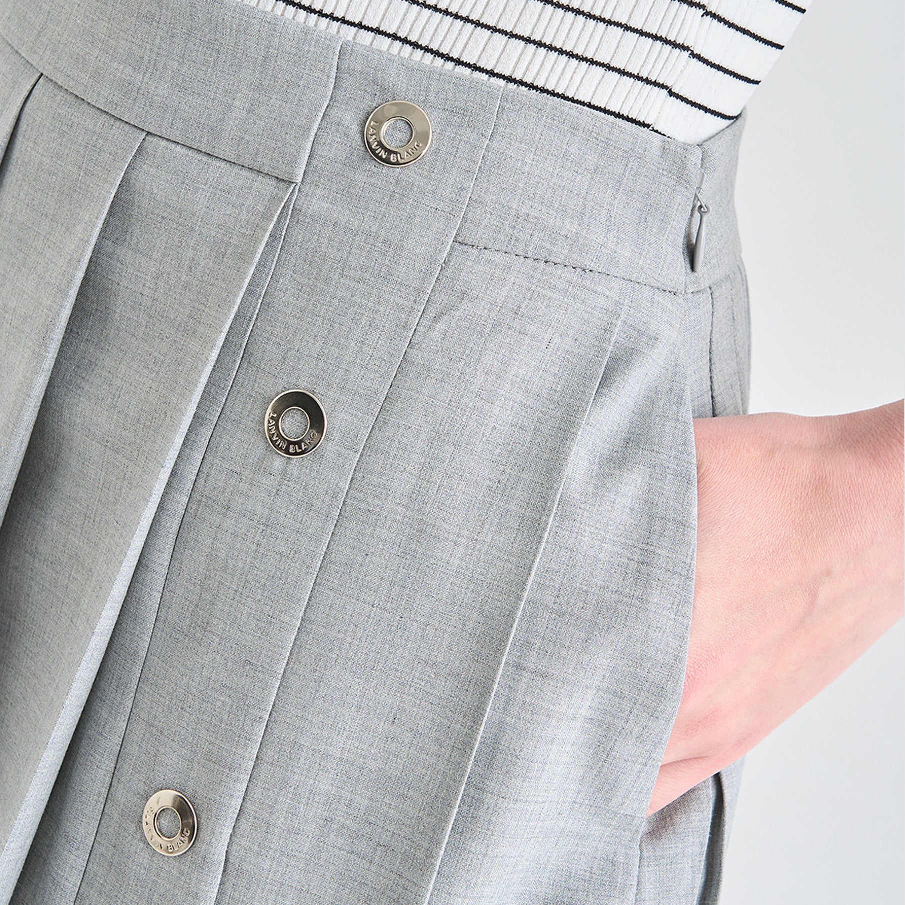 Lanvin Blanc Grey Wool Blend Pleated Skirt - Erthe Golf