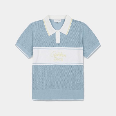 Women's Embroidered Collar Polo - Blue - Erthe Golf