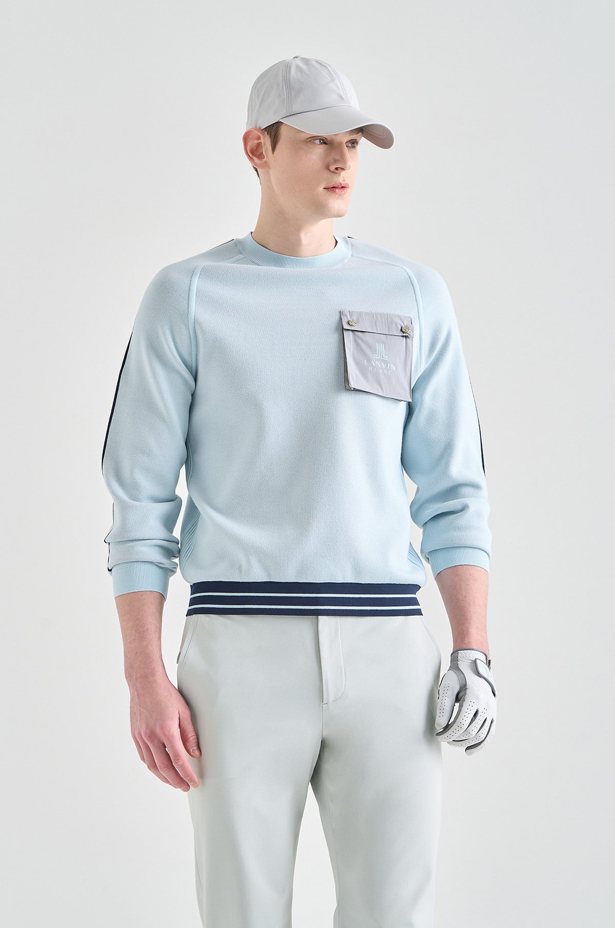 Lanvin Blanc Men&#39;s Pocket Knit Top - Light Blue