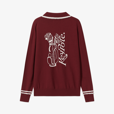 Keypote Long Sleeve Knited Top - Burgundy - Erthe Golf