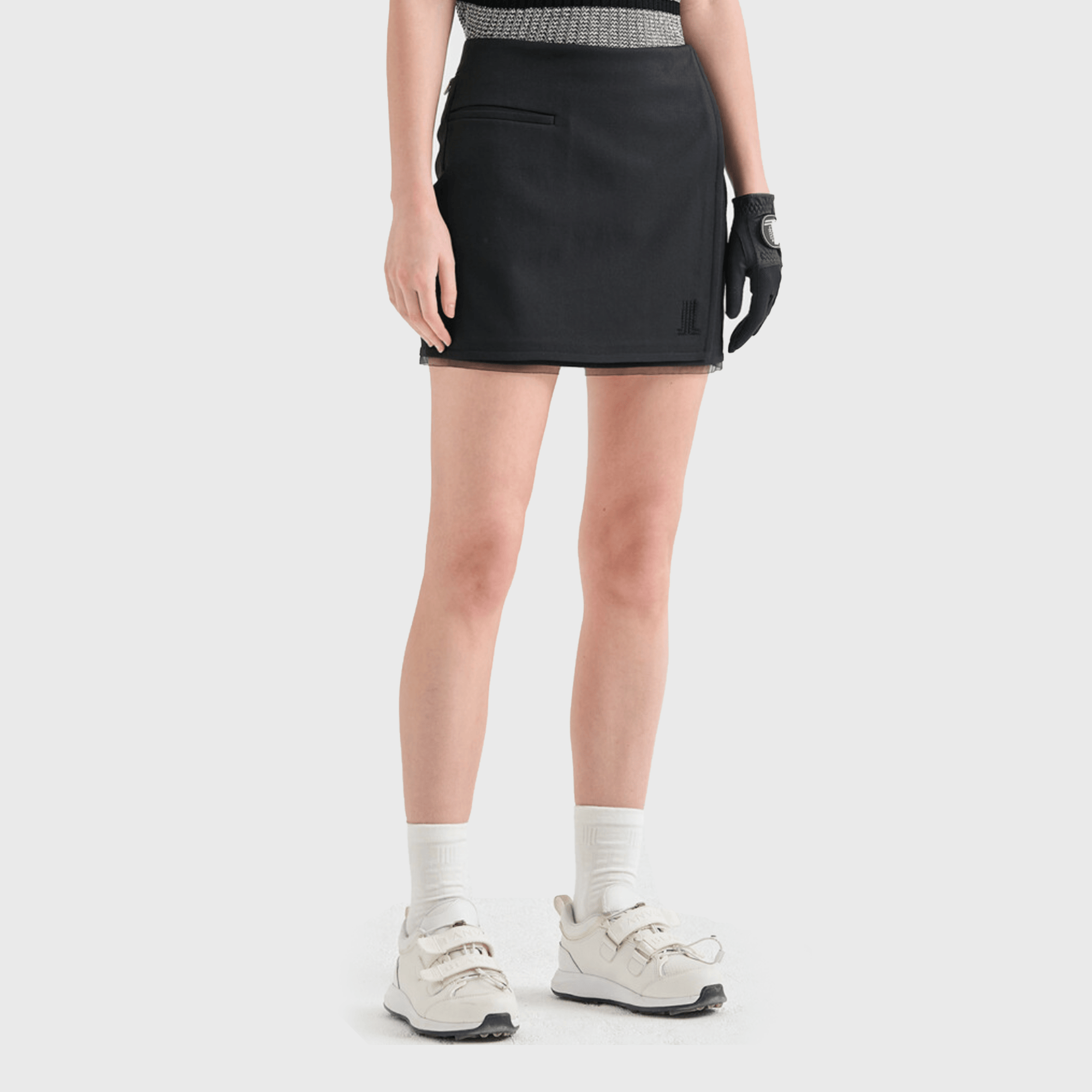 Women's Stretch Panel Mini Skirt - Black - Erthe Golf