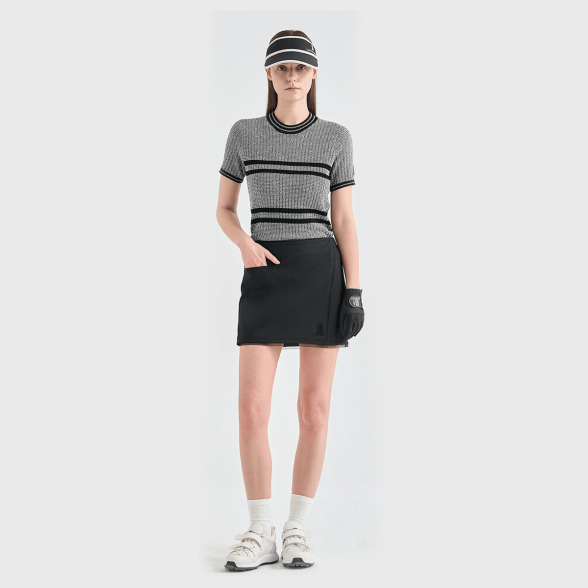 Women's Stretch Panel Mini Skirt - Black - Erthe Golf
