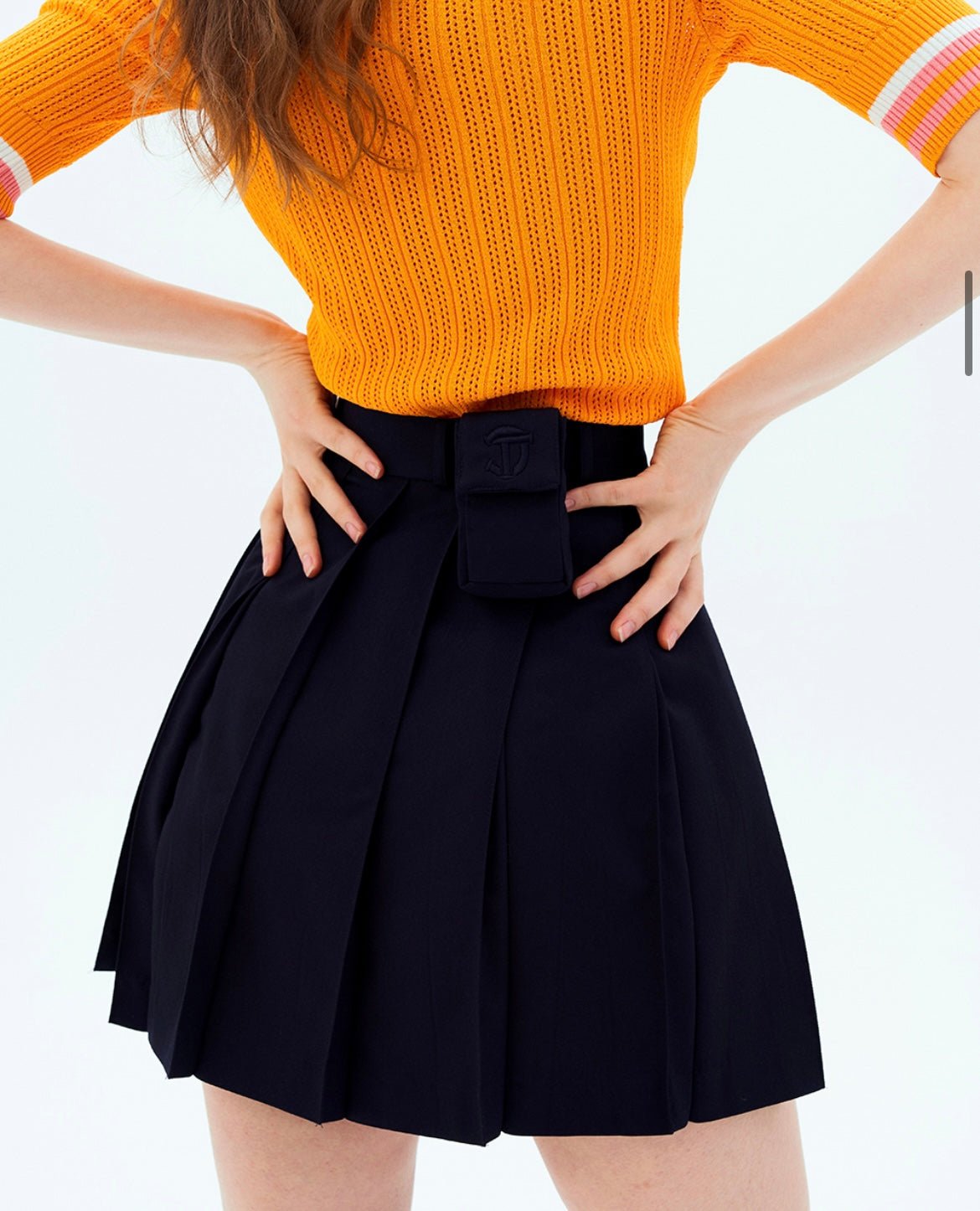 Cellty Navy Bold Pleats Skirt - Erthe Golf