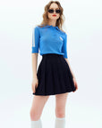 Cellty Navy Bold Pleats Skirt