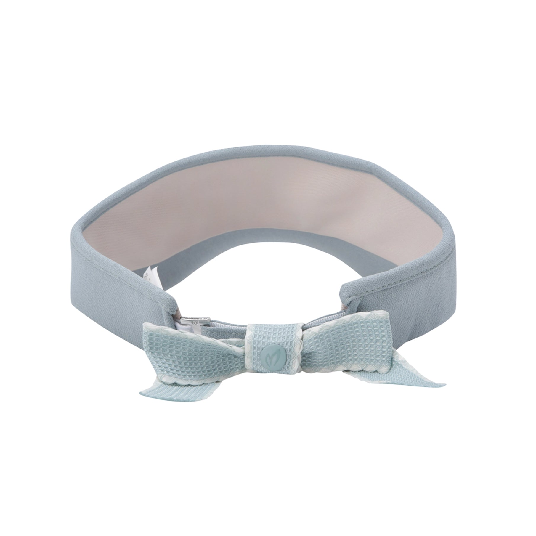 Light blue visor with a bow on a white background