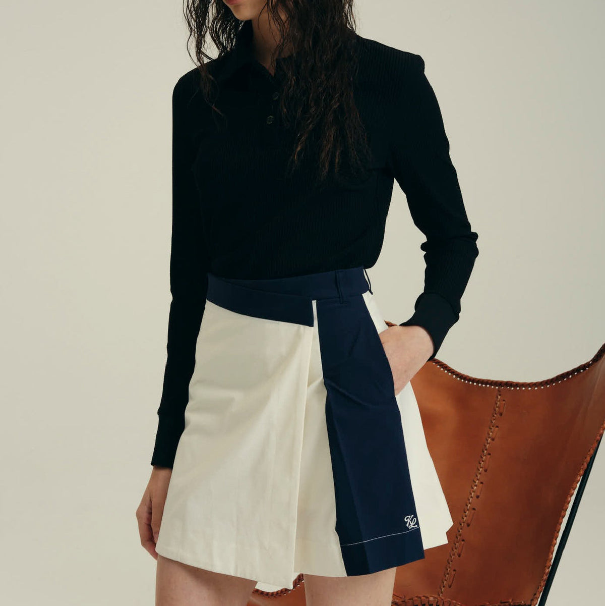 Women's Ribbon Panel Skirt - Cream