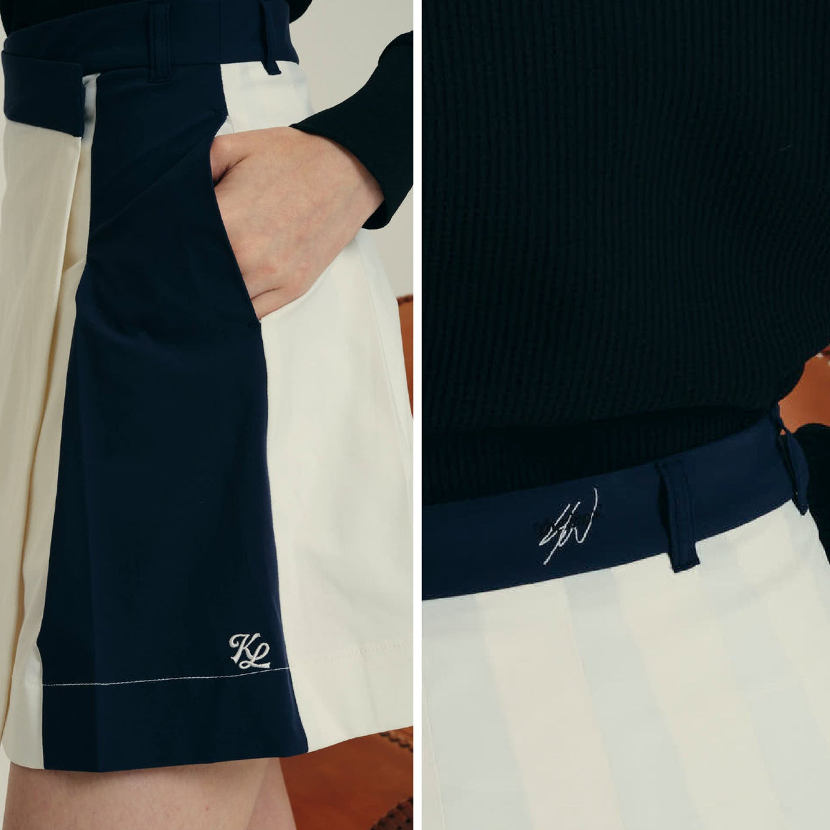 Women's Ribbon Panel Skirt - Cream