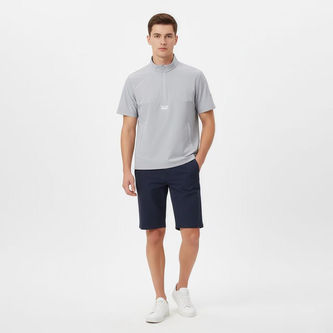 WAAC Men's Zip Pullover - Light Grey - Erthe Golf