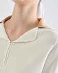 Lanvin Blanc Wool Blend Half-Zip Top