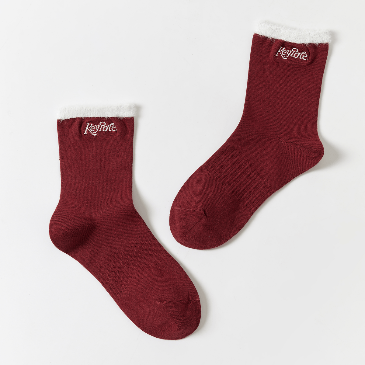 Keypote Women's Fluffy Crew Socks - Burgandy - Erthe Golf