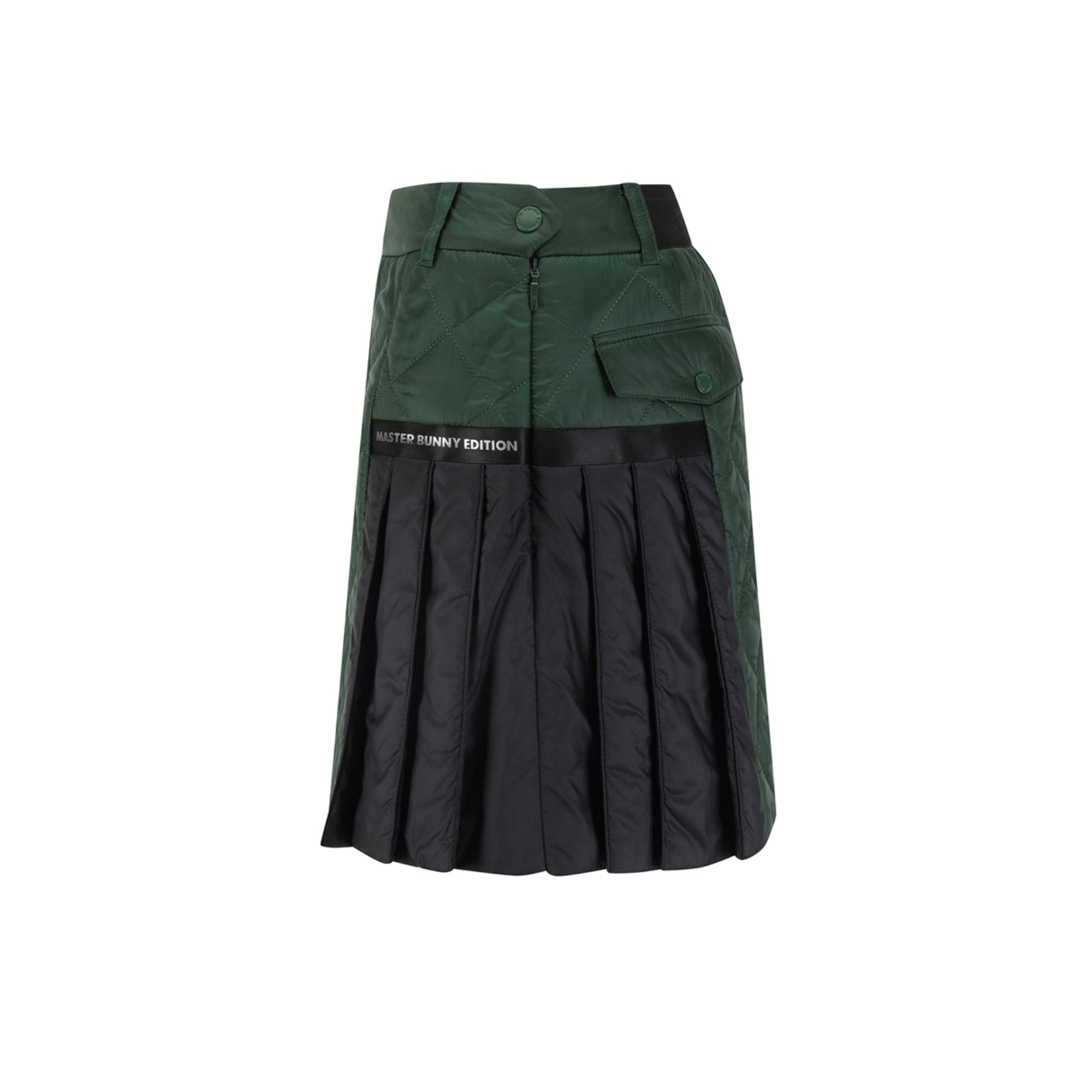 Green and black kilt with a visible brand label on a white background