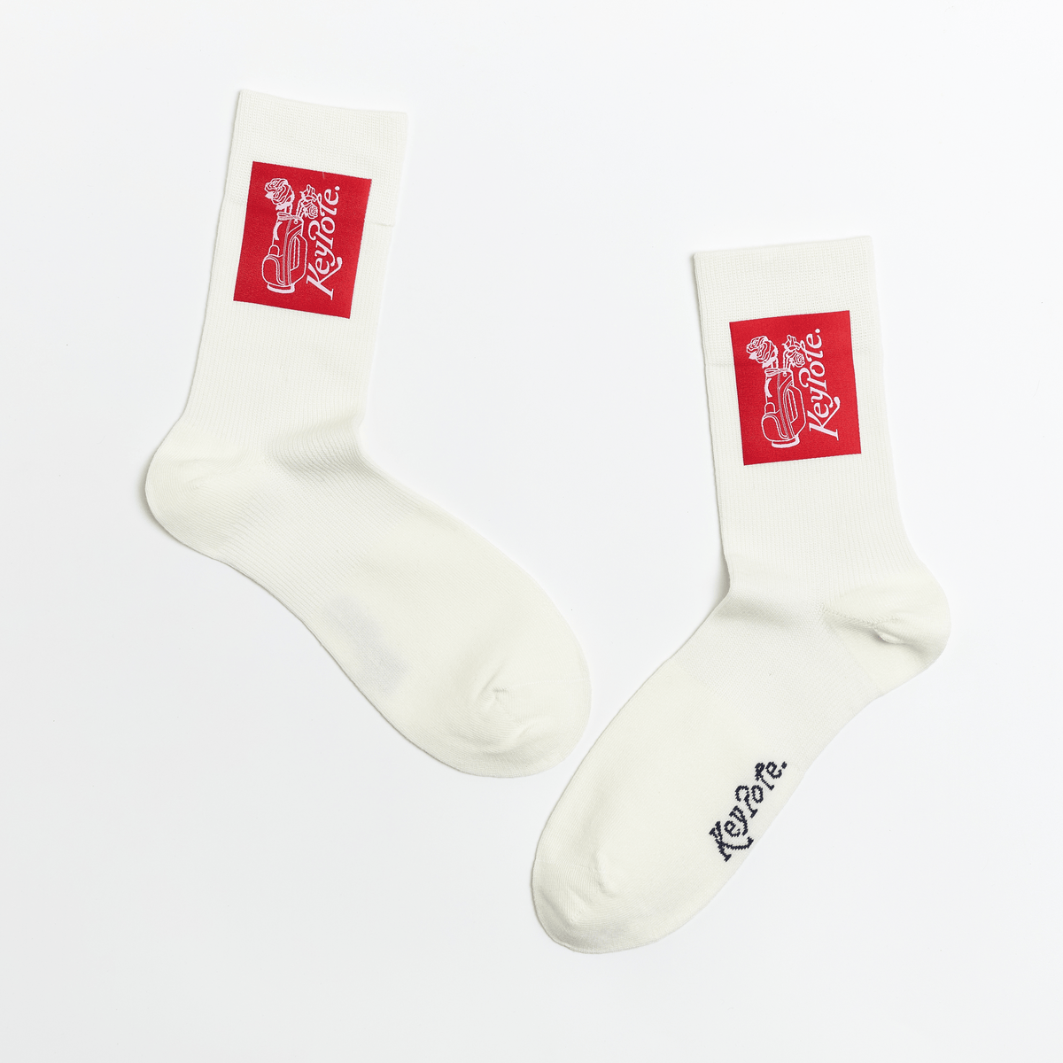 Keypote Men's Side Logo Crew Socks - White - Erthe Golf