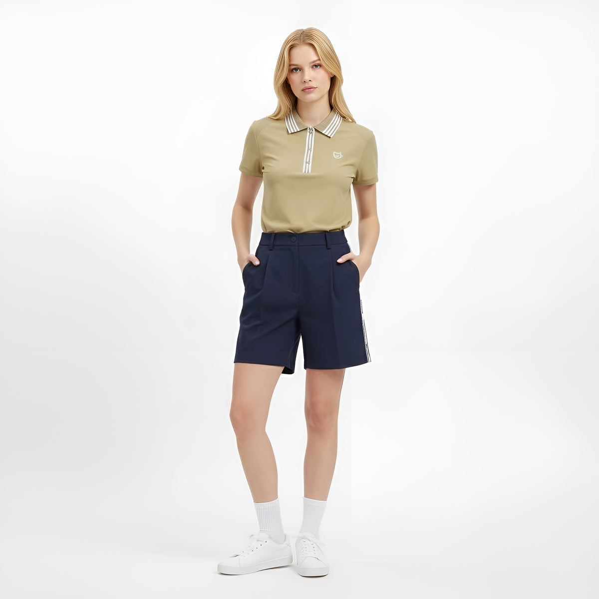 WAAC Women's Side Stripe Shorts - Navy - Erthe Golf