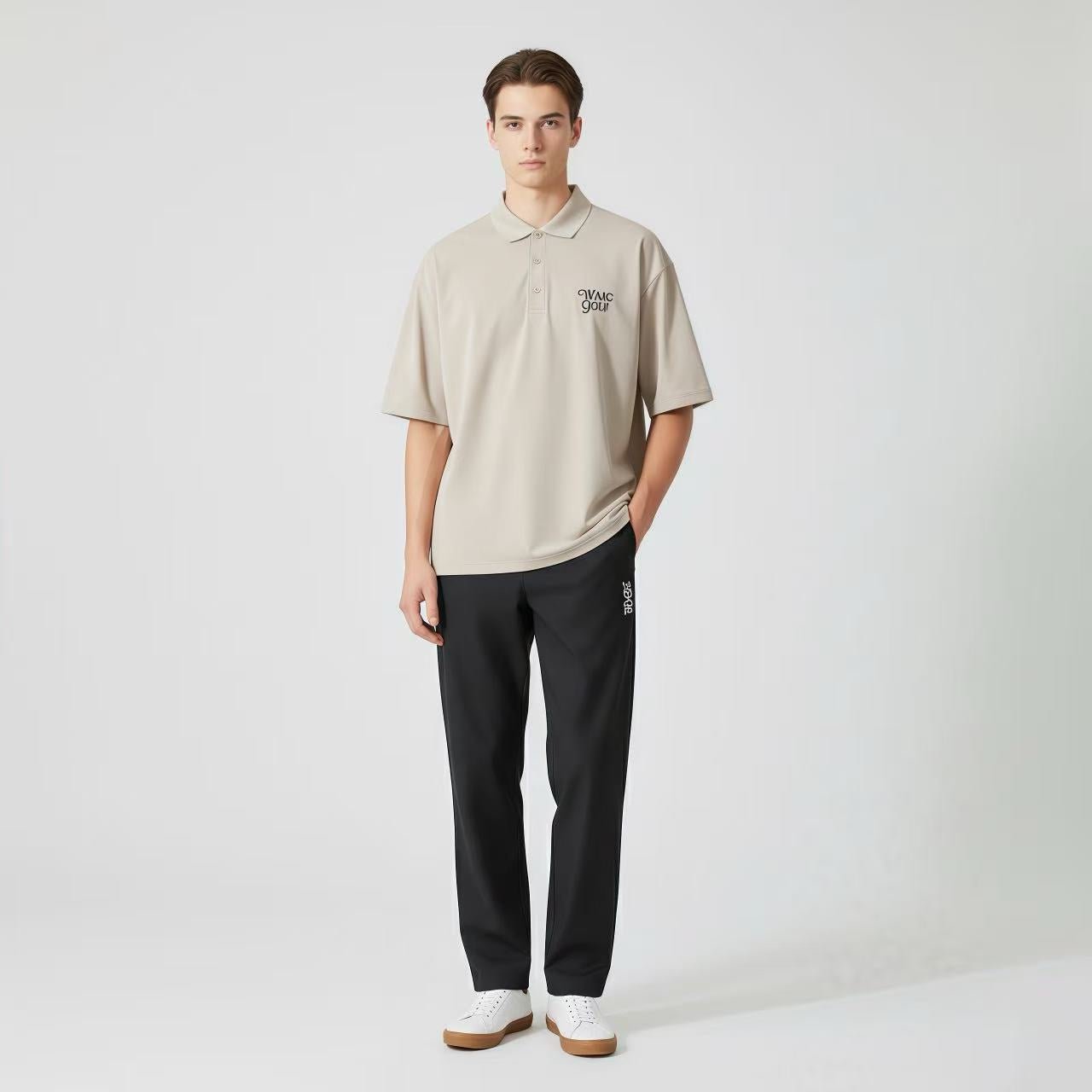 [WAAC x KAJIMURA] Men's Collar T-shirt - Beige - Erthe Golf