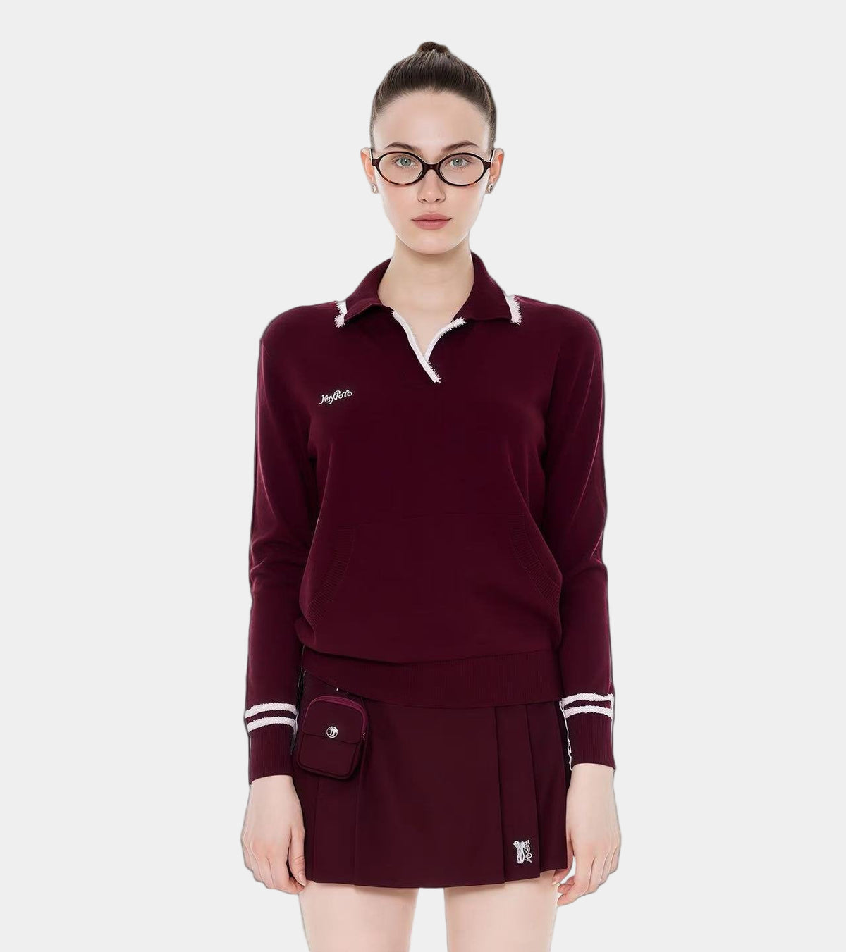 Keypote Women's Long Sleeve Knited Top - Burgundy - Erthe Golf