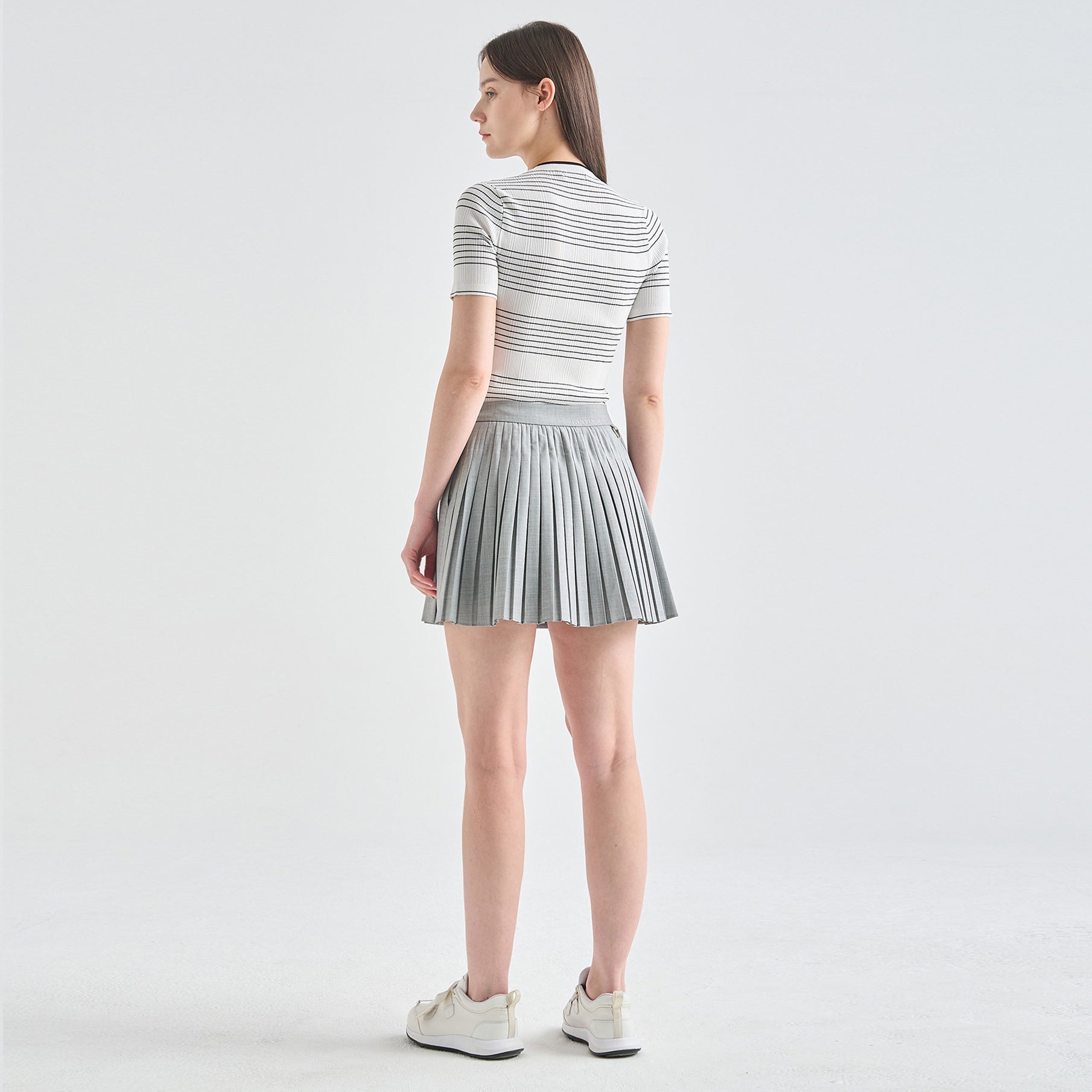 Lanvin Blanc Grey Wool Blend Pleated Skirt - Erthe Golf