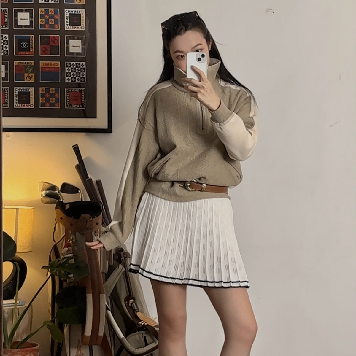 Loveland Women's Sweater - Khaki - Erthe Golf