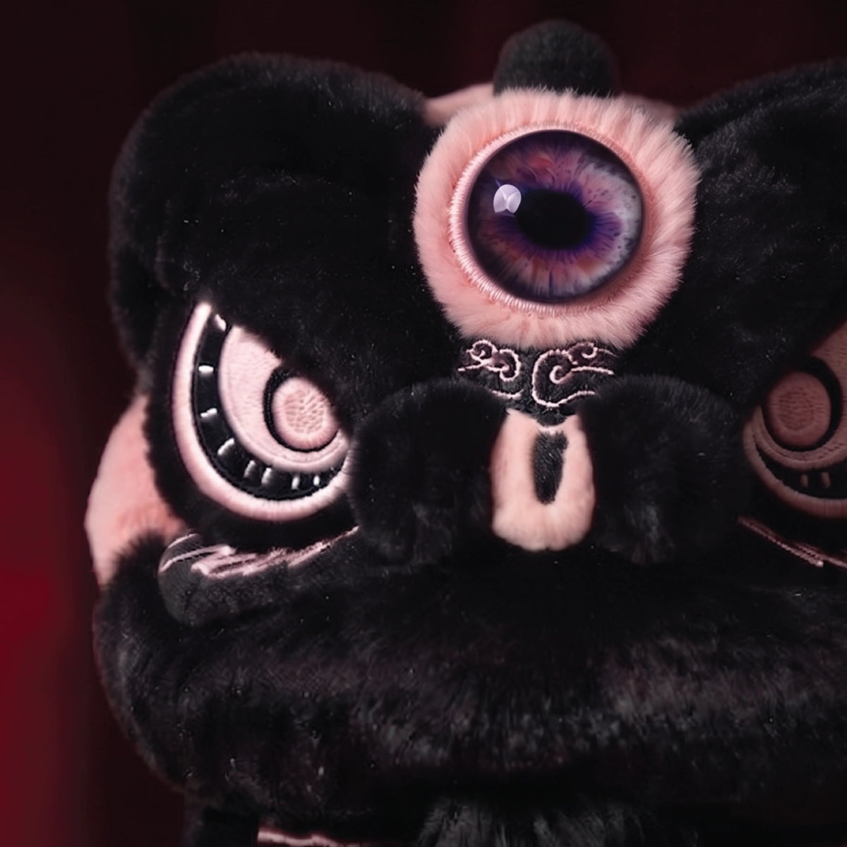 Lion Dance Golf Driver Cover - Black and Pink