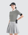 Women's Striped Collar Polo - Black - Erthe Golf