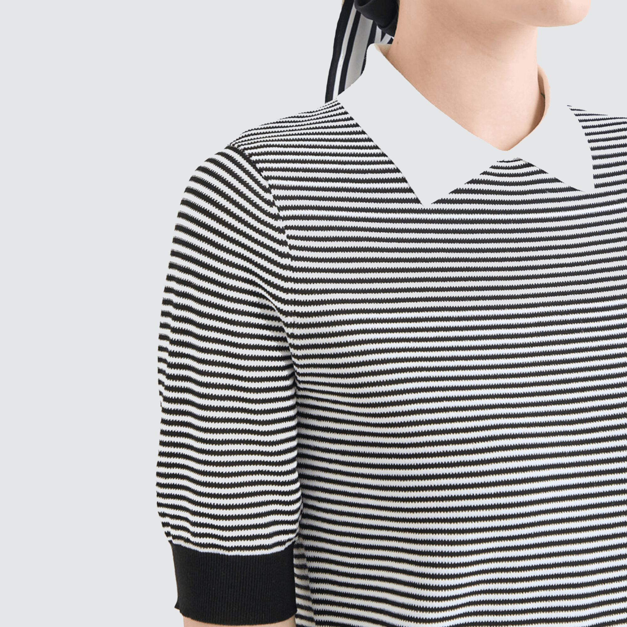 Women's Striped Collar Polo - Black - Erthe Golf