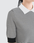 Women's Striped Collar Polo - Black - Erthe Golf