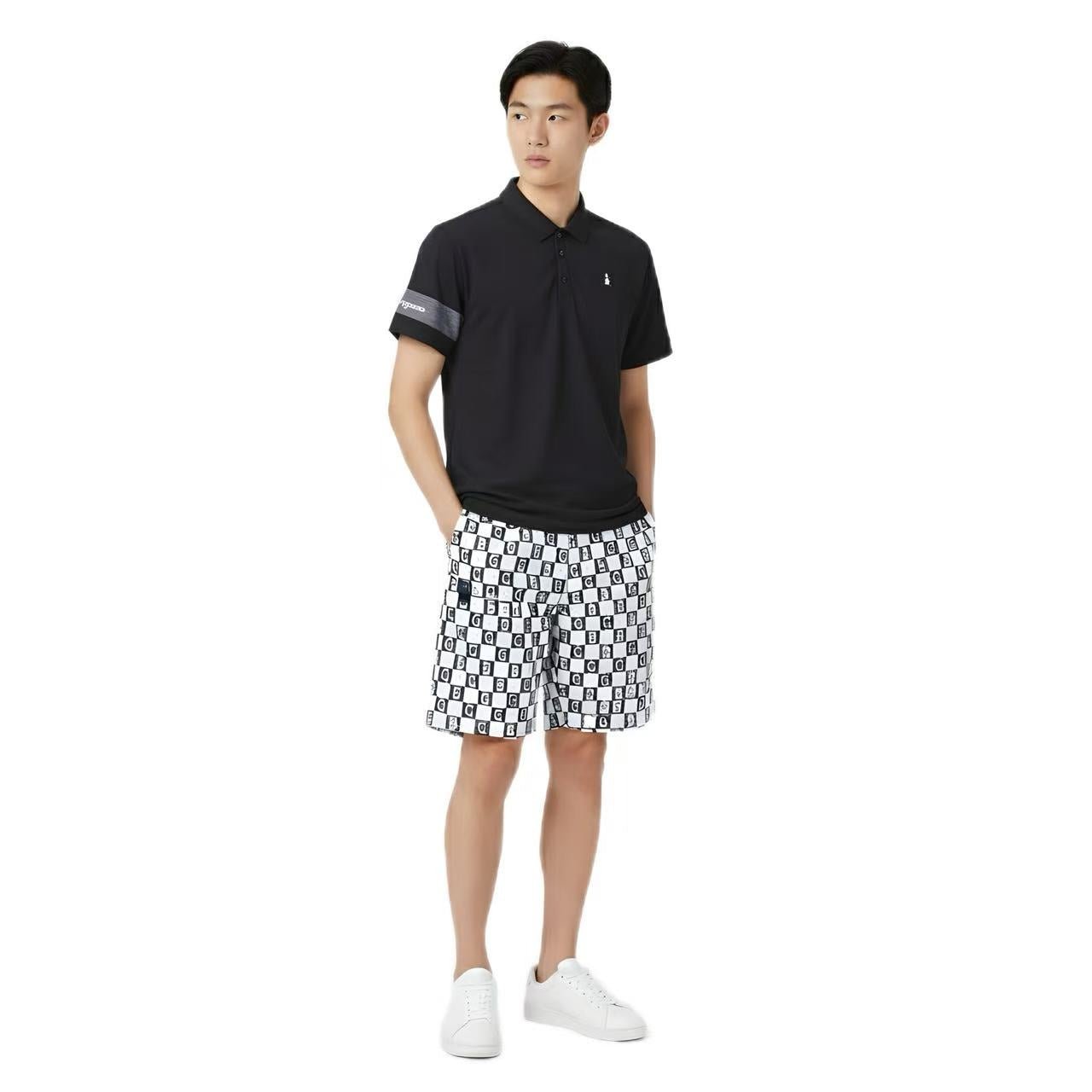 Golden Bear Men's Checker Board Shorts - White - Erthe Golf