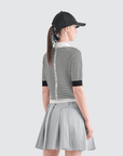 Women's Striped Collar Polo - Black - Erthe Golf